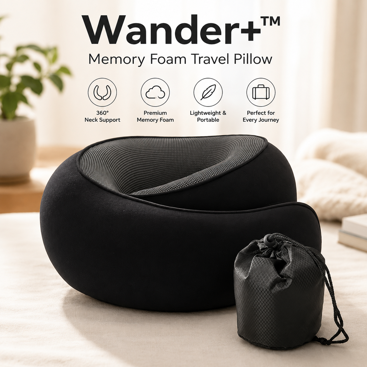 Wander+™ Memory Foam Travel Pillow