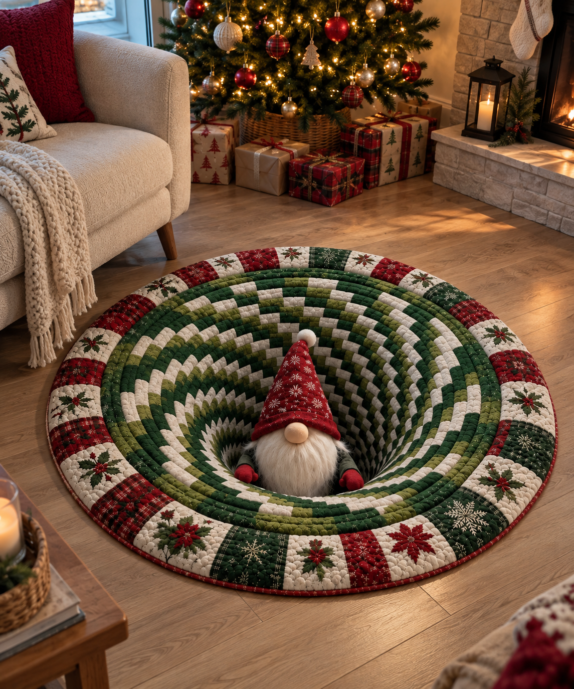 🎄 GnomeHaven™ 3D Christmas Illusion Rug