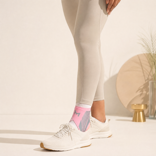 Ankle Compression Support Brace - Pink gray